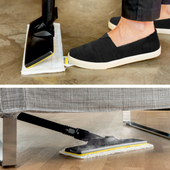 Sada na čištění podlah EasyFix s flexibilním kloubem na podlahové hubici a komfortní upevnění utěrky systémem suchých zipů na podlahovou hubici