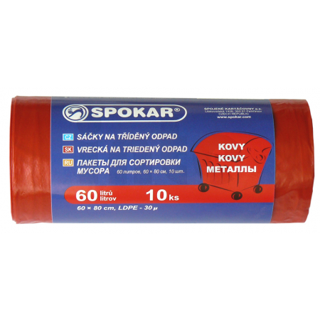 Spokar - Sáčky na tříděný odpad 60L - 10 ks, červené - na kovy, 8300253200