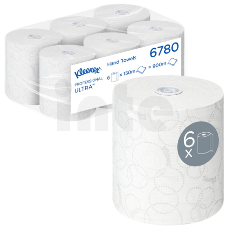 KIMBERLY-CLARK Ručníky Kleenex Ultra, bílý s potiskem, 150m, 6rolí 6780