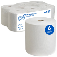 KIMBERLY-CLARK PROFESSIONAL Scott papírové ručníky, 6 rolí x 304m, bílé, 6667