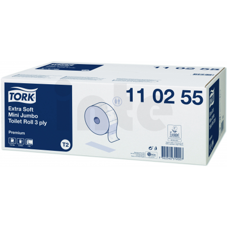 TORK Extra Soft toaletní papír Mini Jumbo role Premium – 3vrstvý - 12 ks