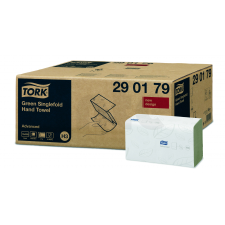 TORK Singlefold zelené papírové ručníky, H3 - 3 750 útržků 290179