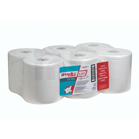 KIMBERLY-CLARK WYPALL* L20 Utěrky, role s centr. odvinem, bílá, 6x380 utěrek 7303